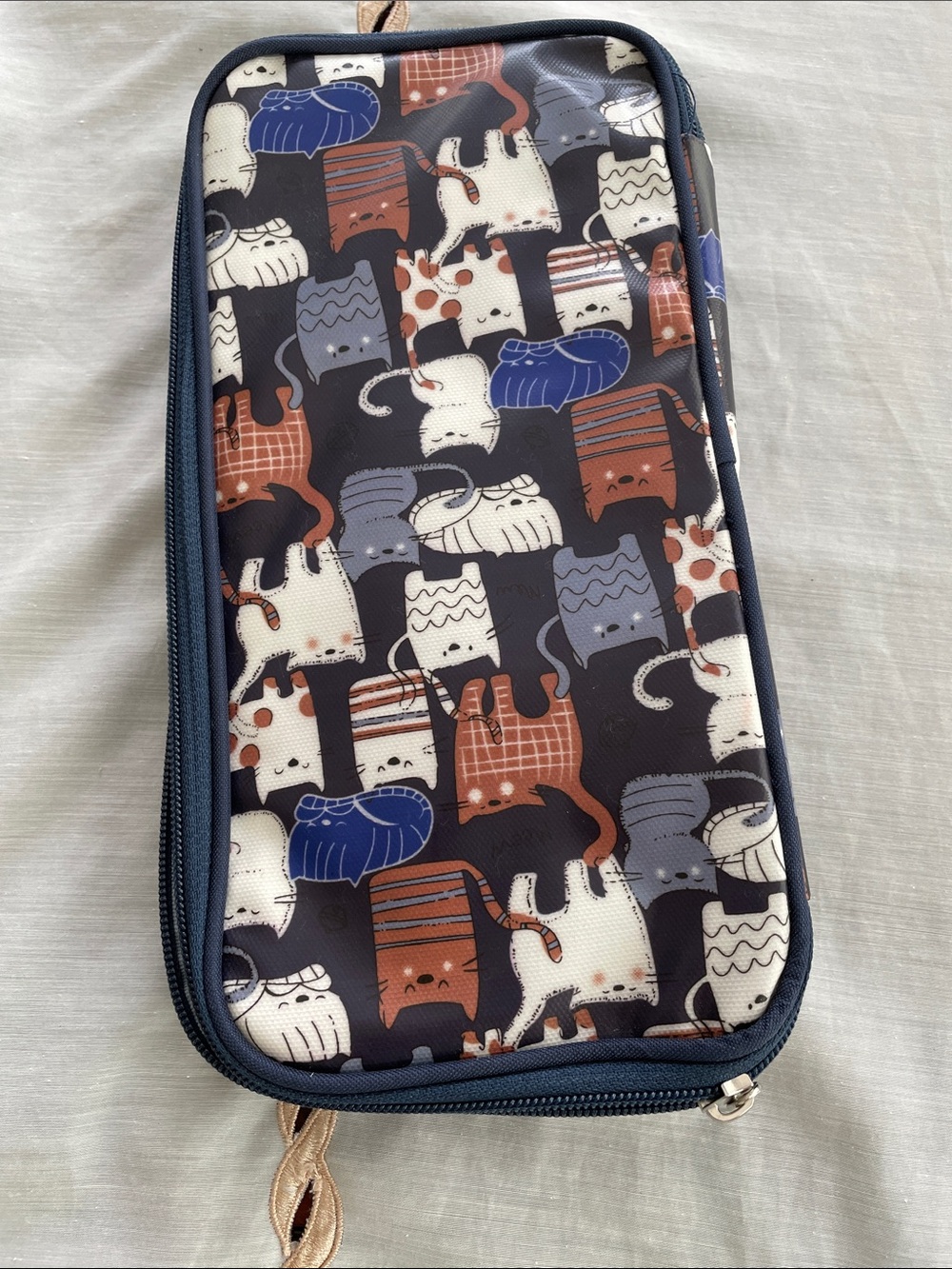 Cat Pattern- Navy  crochet and knitting hook storage bag .New never used - Picture 2 of 4